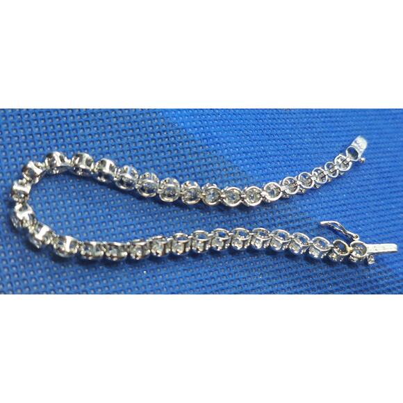 925 Silver Bezel-Set Cubic Zirconia Tennis Bracelet- 7" Excellent! - Picture 8 of 8